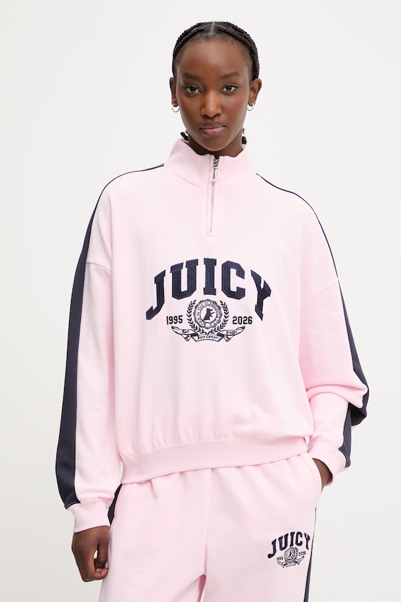 Juicy Couture bluza damska z bawełną CREST TRACK TOP różowy JCSAS126401