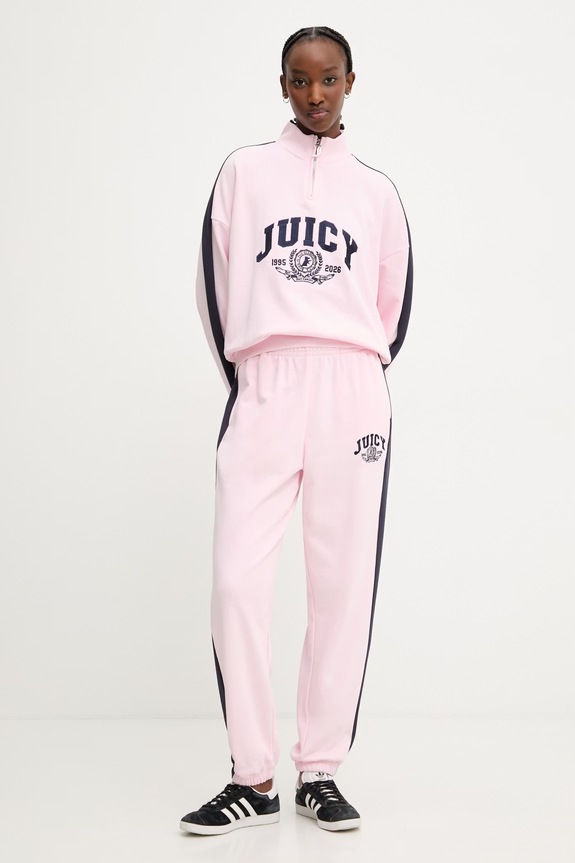 Juicy Couture bluza damska z bawełną CREST TRACK TOP JCSAS126401 różowy SS26