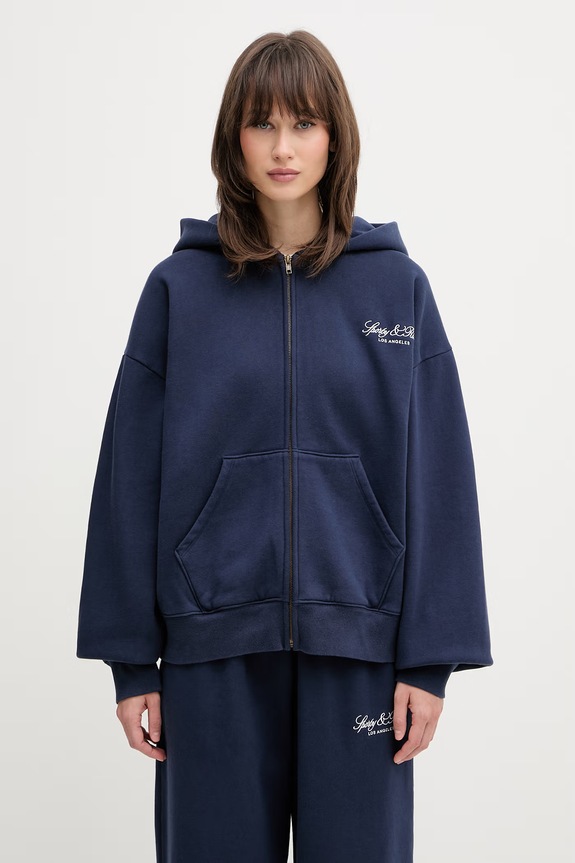 Sporty & Rich Vendome LA bluza rozpinana z kapturem bawełniana damska granatowy ST09476269BL106