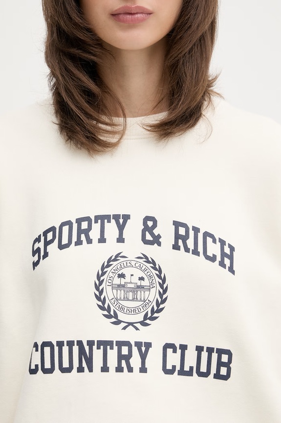 Sporty & Rich Varsity Crest bluza bawełniana damska beżowy ST09876218WH37