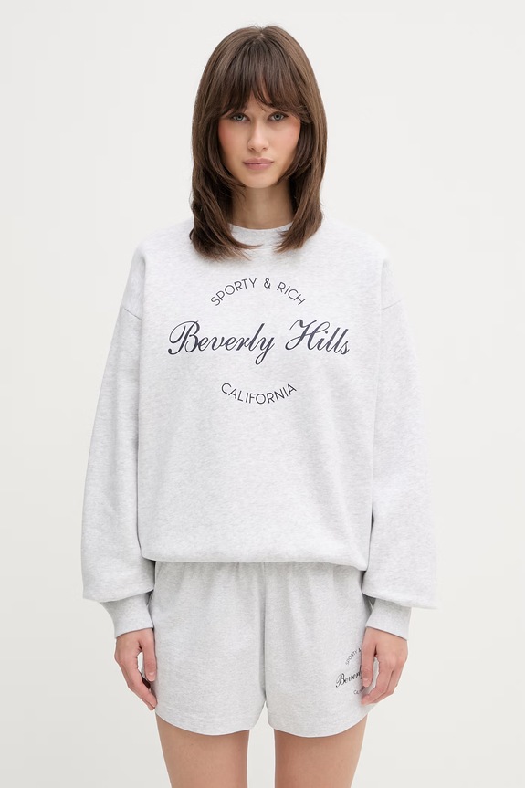 Sporty & Rich Beverly Script bluza bawełniana damska szary ST09876257GY03