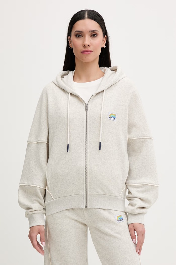 Rip Curl hanorac cu fermoar pentru femei, din bumbac SURF SIDE gri 0BGWFL