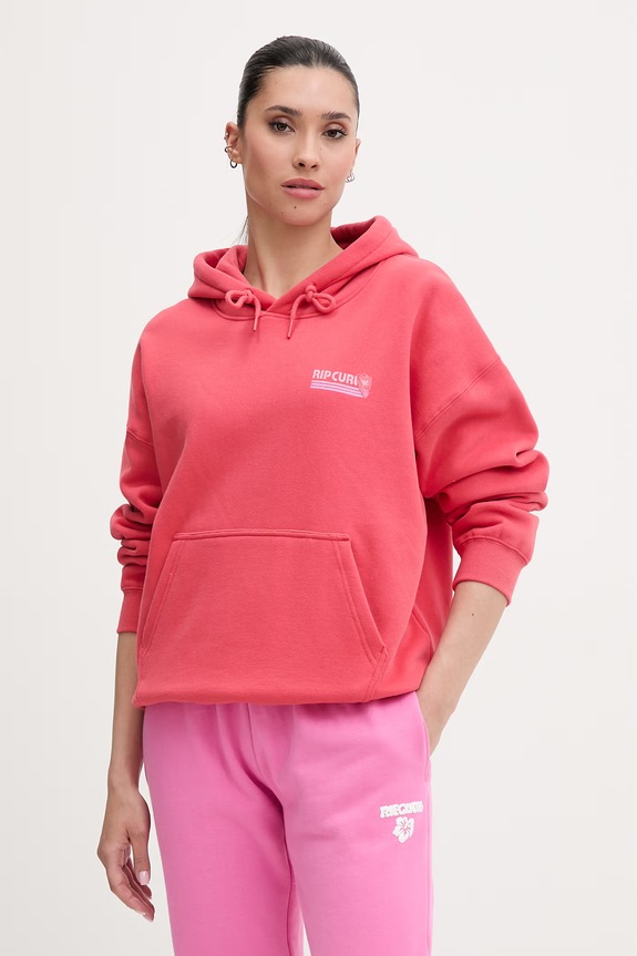 Rip Curl hanorac cu glugă pentru femei, cu bumbac OCEAN BREAK rosu 0BJWFL