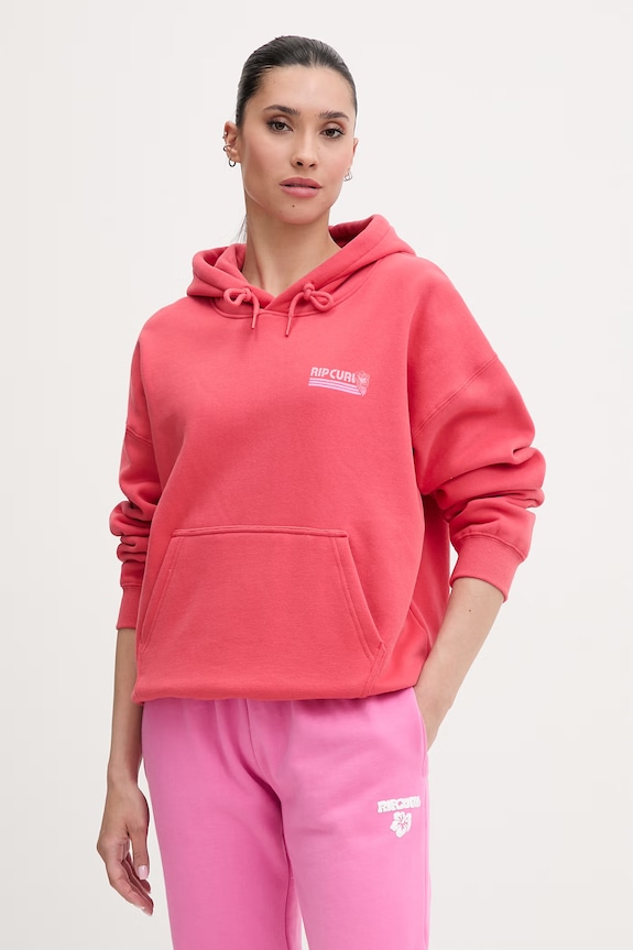 Rip Curl hanorac cu glugă pentru femei, cu bumbac OCEAN BREAK rosu 0BJWFL