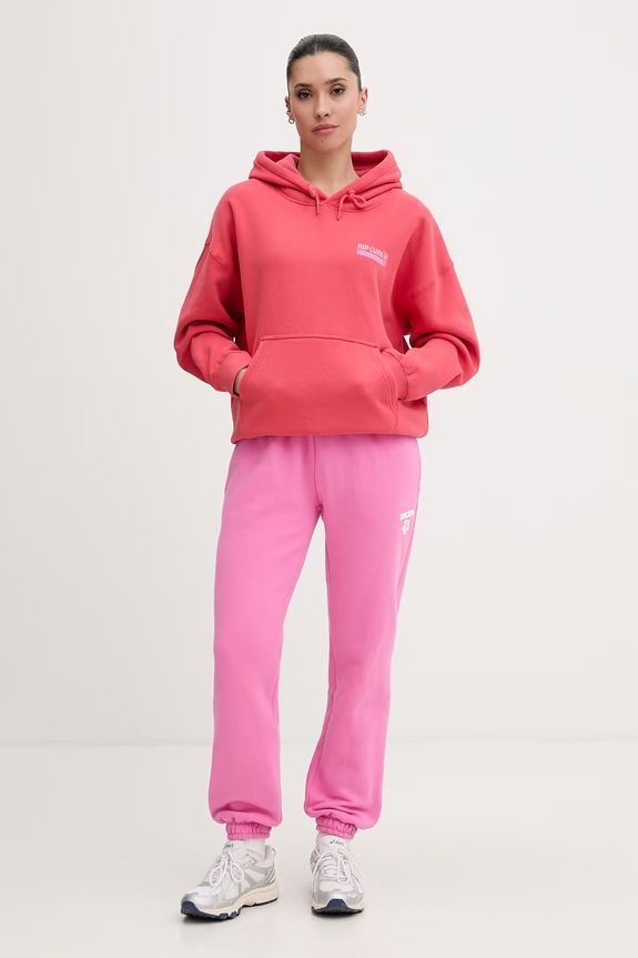 Rip Curl hanorac cu glugă pentru femei, cu bumbac OCEAN BREAK 0BJWFL rosu SS26