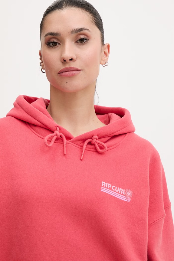 Rip Curl hanorac cu glugă pentru femei, cu bumbac OCEAN BREAK rosu 0BJWFL