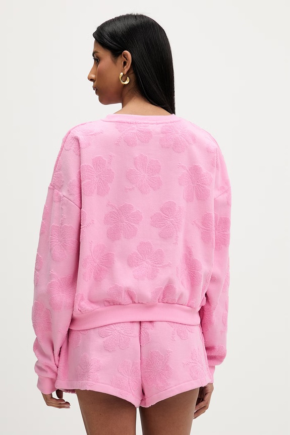 Odzież Rip Curl bluza oversize damska bawełniana PARADISE TERRY CREW 0BPWFL różowy