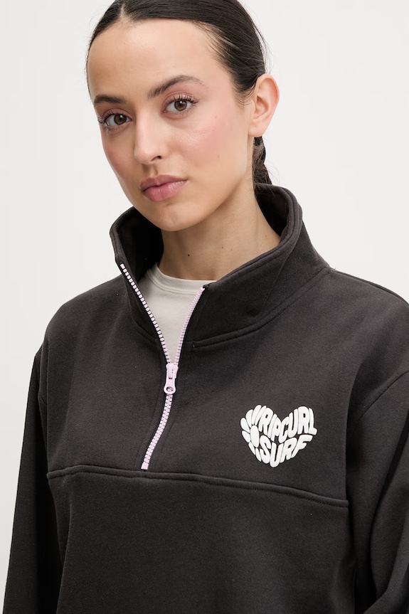 Rip Curl hanorac pentru femei, cu bumbac RC HEART negru 0BWWFL