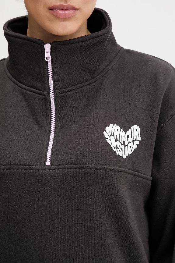 Rip Curl hanorac pentru femei, cu bumbac RC HEART 0BWWFL negru