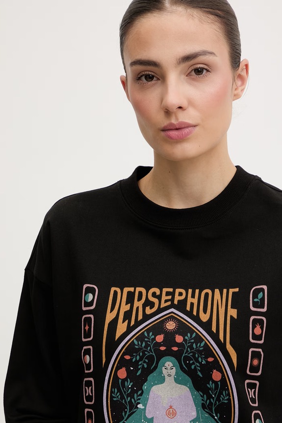Hurley dukserica za žene od pamuka CREW PERSEPHONE CREEK crna WFTEU00025