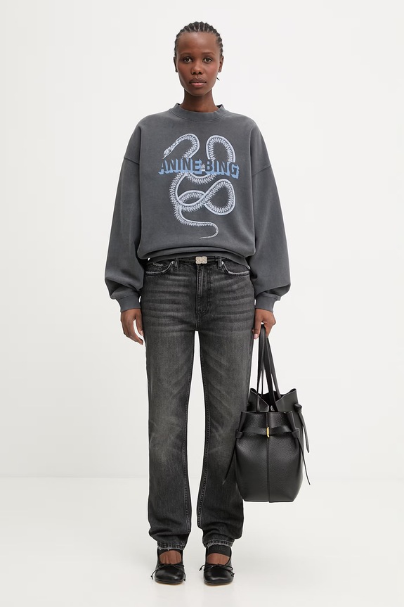 Anine Bing Harvey bluza oversize bawełniana damska A.08.12060 szary
