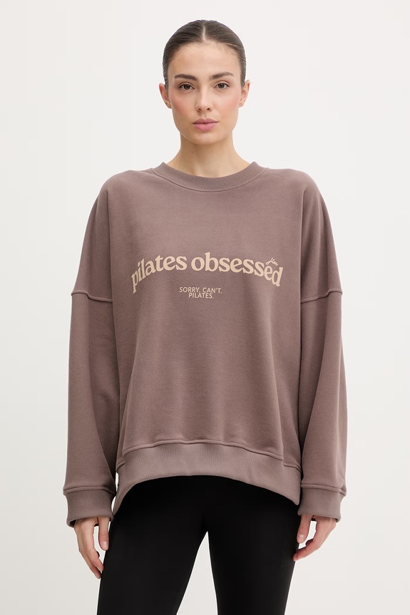 Dámska bavlnená športová mikina JOYINME hnedá Oversize.Kind.Pilates