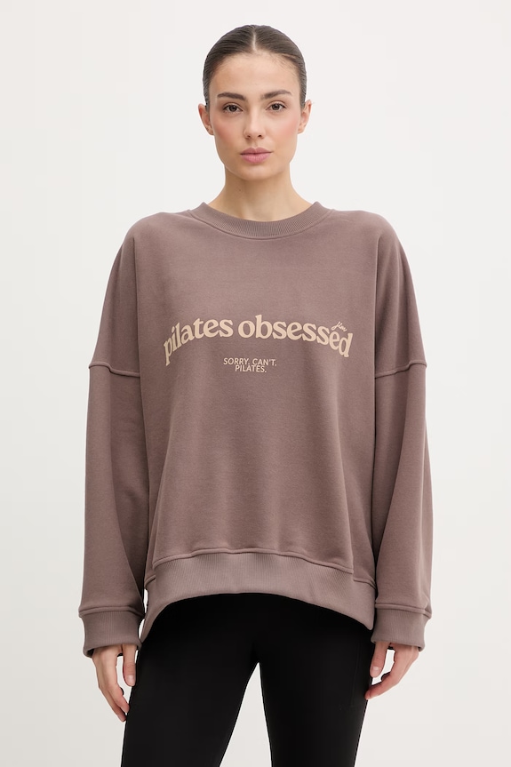 Dámska bavlnená športová mikina JOYINME hnedá Oversize.Kind.Pilates