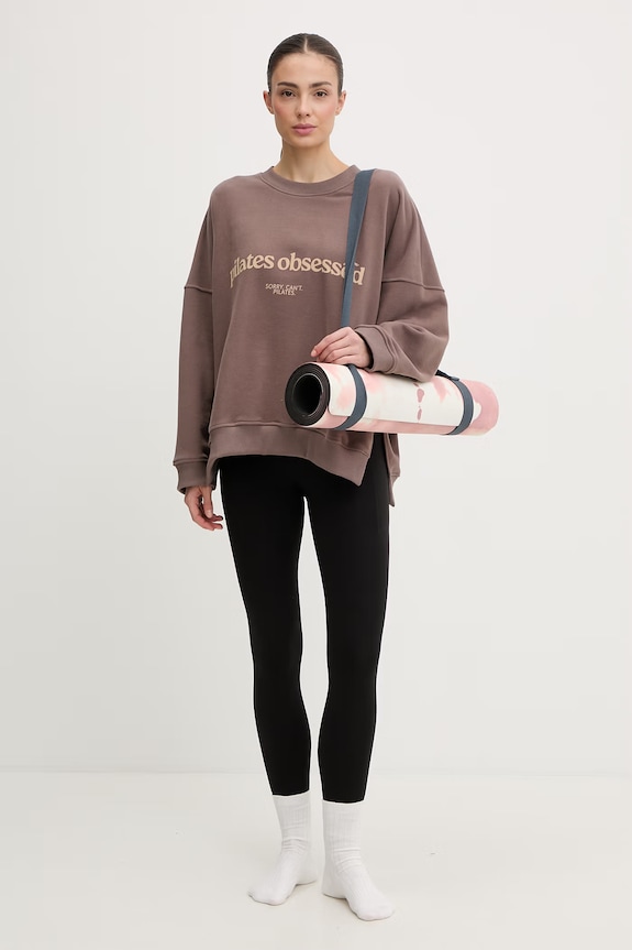 Dámska bavlnená športová mikina JOYINME Oversize.Kind.Pilates hnedá SS26
