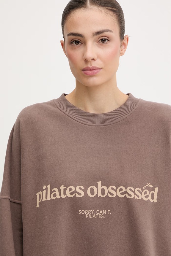 Dámska bavlnená športová mikina JOYINME Oversize.Kind.Pilates hnedá