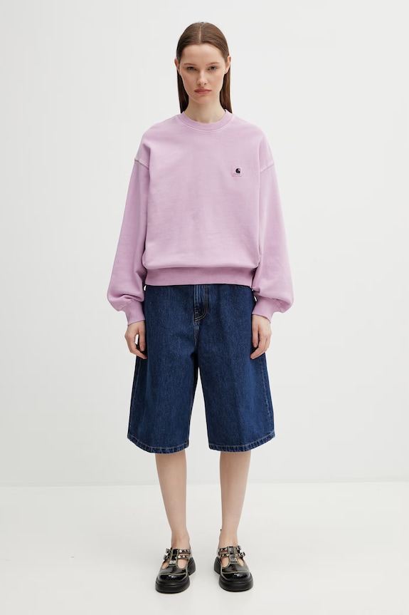 Carhartt WIP W' Nelson Sweatshirt bluza bawełniana damska I029537.3IBGD fioletowy