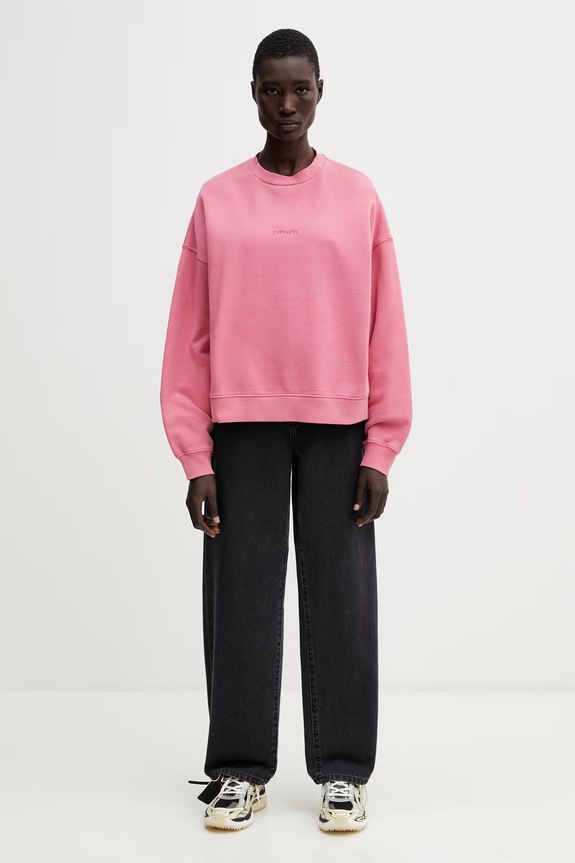 Carhartt WIP W' Benton Sweat bluza bawełniana damska I034511.3IJGD różowy