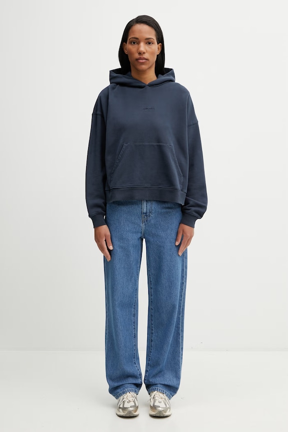 Carhartt WIP W' Hooded Benton Sweat bluza z kapturem damska bawełniana I034512.3IWGD granatowy