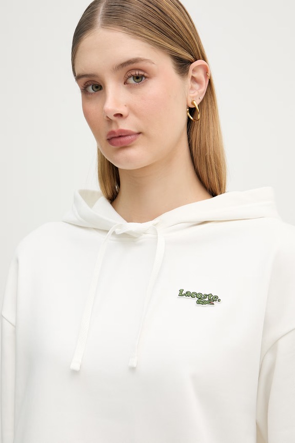 Lacoste mikina s kapucí dámská s bavlnou béžová SF7607