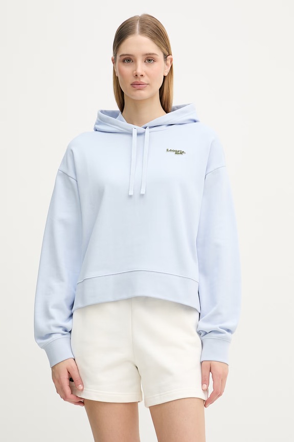 Lacoste Hanorac cu glugă pentru femei, cu bumbac albastru SF7607