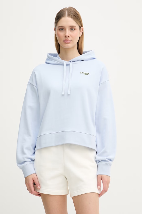 Lacoste Hanorac cu glugă pentru femei, cu bumbac albastru SF7607