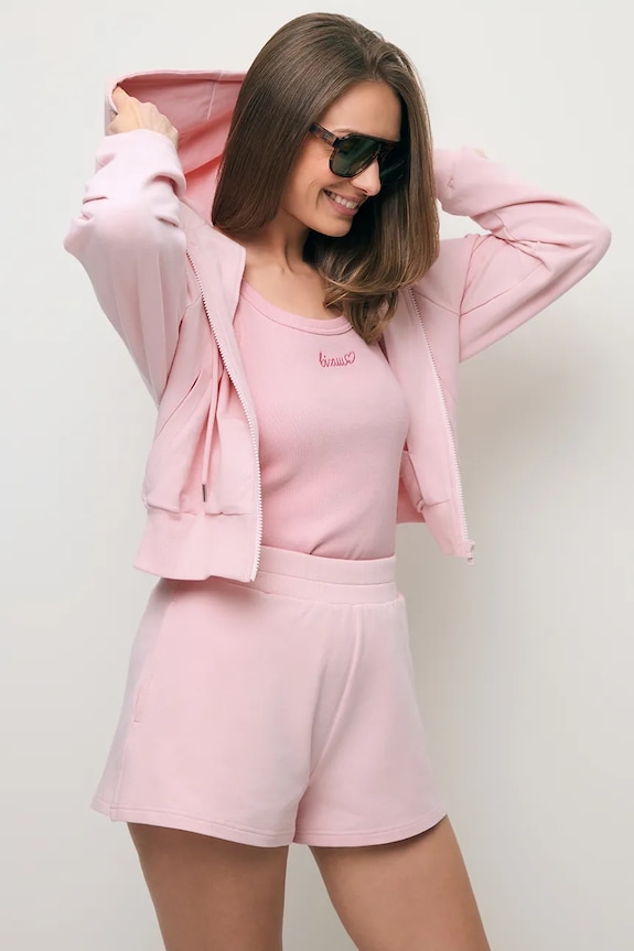 BIZUU hanorac cu fermoar și glugă pentru femei, din bumbac CIANA roz CIANA.ROZOWY