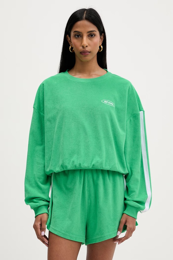 Rip Curl bluza oversize damska z bawełną zielony 076WFL
