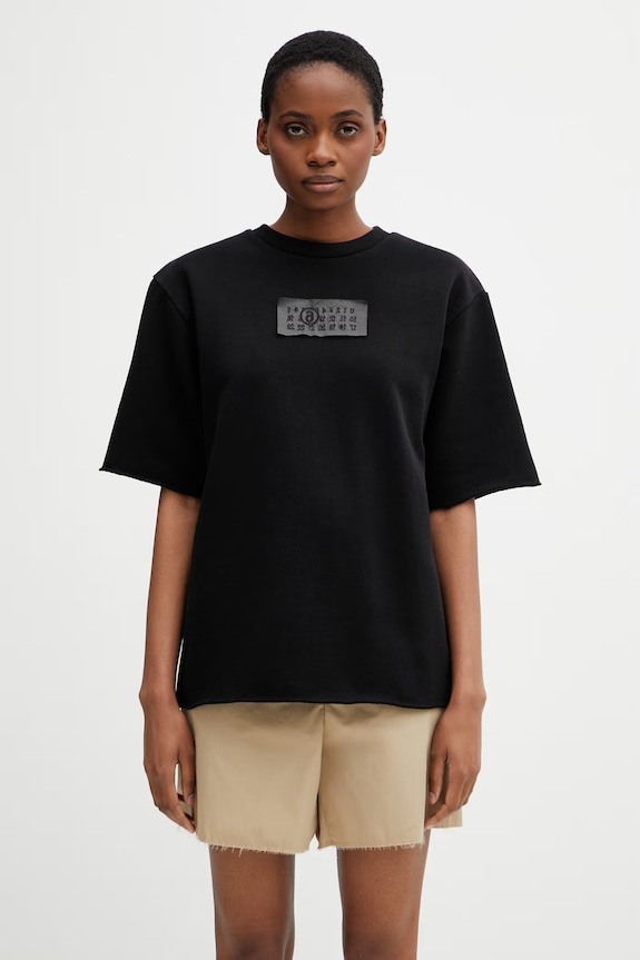 MM6 Maison Margiela тениска от памук дамска черен S62GU0147.M25014