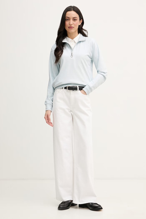 U.S. Polo Assn. mikina dámska s bavlnou DHM LB Quarter Zip WUP1673 tyrkysová SS26