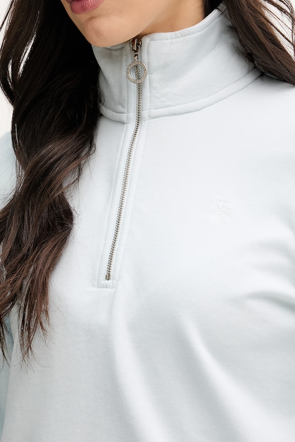 U.S. Polo Assn. mikina dámska s bavlnou DHM LB Quarter Zip WUP1673 tyrkysová