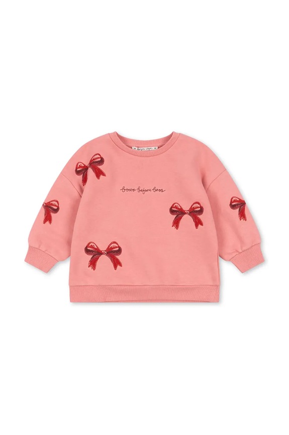 Detská mikina Konges Sløjd LOU BOW SWEAT SHIRT OCS bez kapucne ružová KS104343.PreSpring