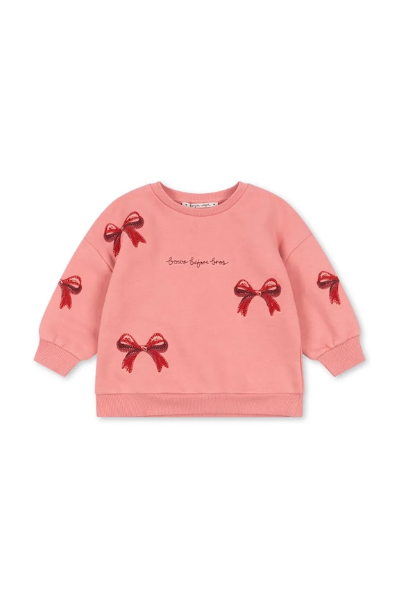 Detská mikina Konges Sløjd LOU BOW SWEAT SHIRT OCS bez kapucne ružová KS104343.PreSpring