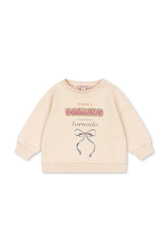 Detská bavlnená mikina Konges Sløjd LOUPY LOU SWEAT SHIRT OCS KS104350.G.PreSpring béžová SS26