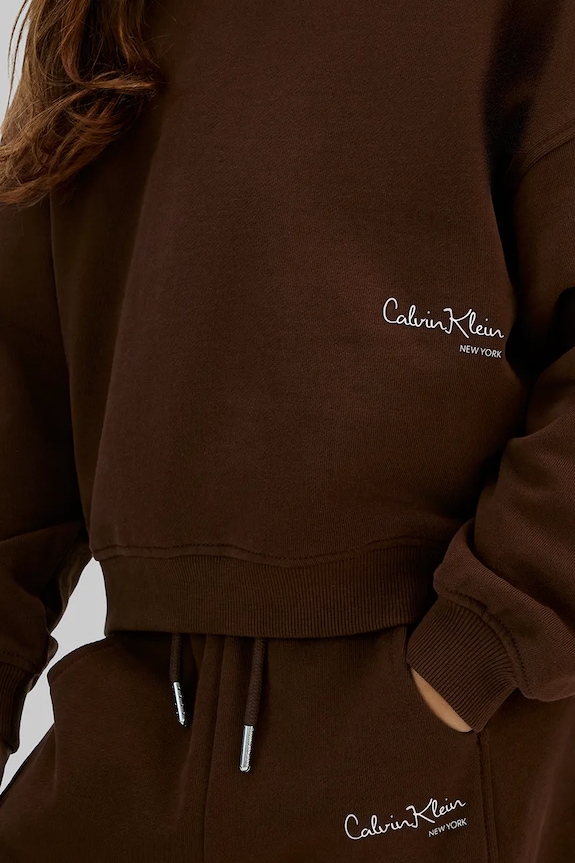 Djevojčice Dječja pamučna dukserica Calvin Klein Jeans IG0IG03067.128.176.PPY2 smeđa