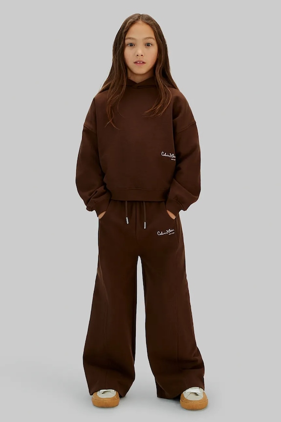 Dječja pamučna dukserica Calvin Klein Jeans smeđa IG0IG03067.128.176.PPY2