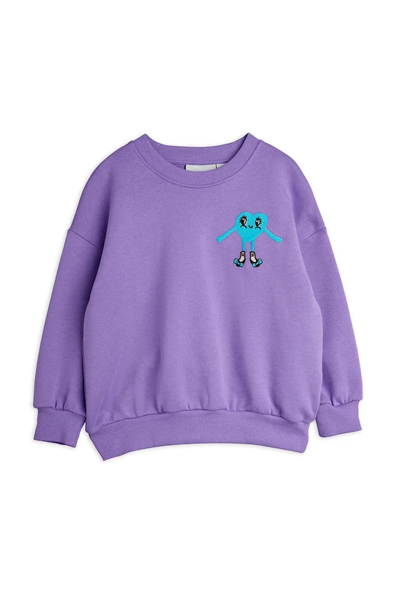 Παιδική βαμβακερή μπλούζα Mini Rodini Heart 26120124 μωβ SS26