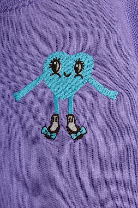 Παιδική βαμβακερή μπλούζα Mini Rodini Heart μωβ 26120124