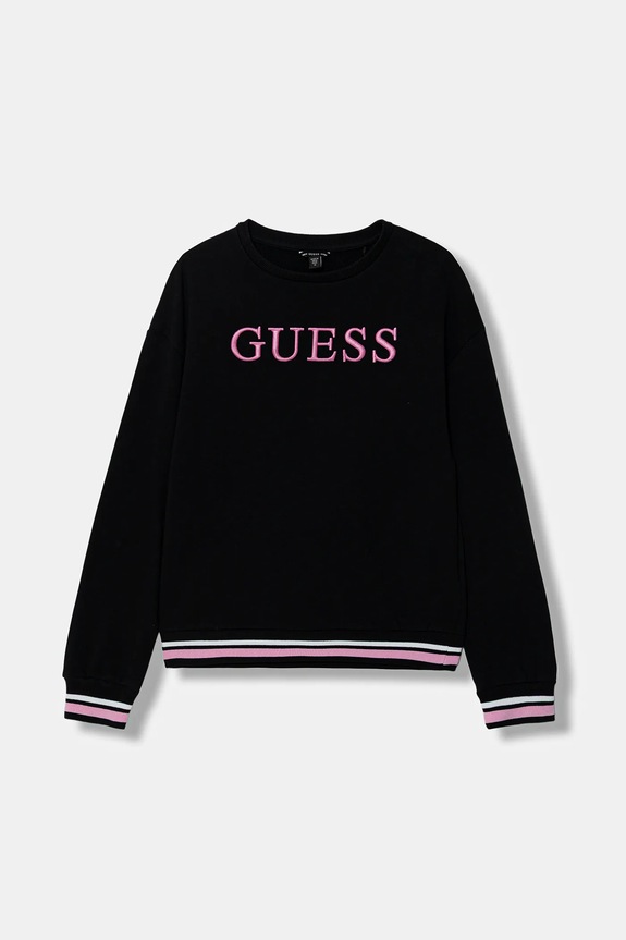 Dječja pamučna dukserica Guess bez kapuljače crna J6RQ01.KAD74.PPY2