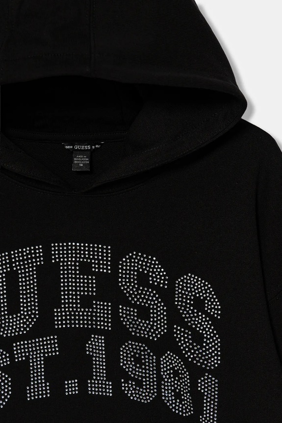 Fete Guess hanorac de bumbac pentru copii J6RQ02.KA6R4.PPY2 negru
