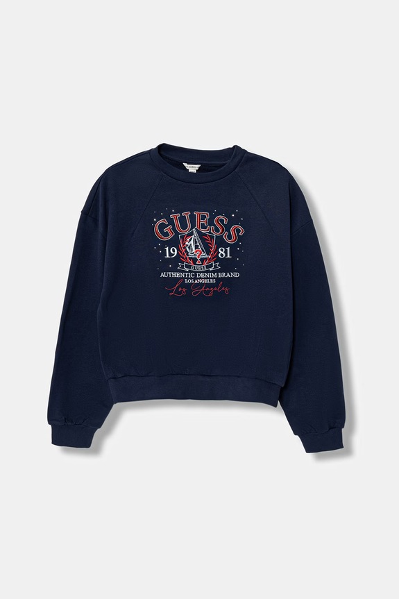 Παιδική βαμβακερή μπλούζα Guess χωρίς κουκούλα σκούρο μπλε J6RQ06.KAD74.PPY2