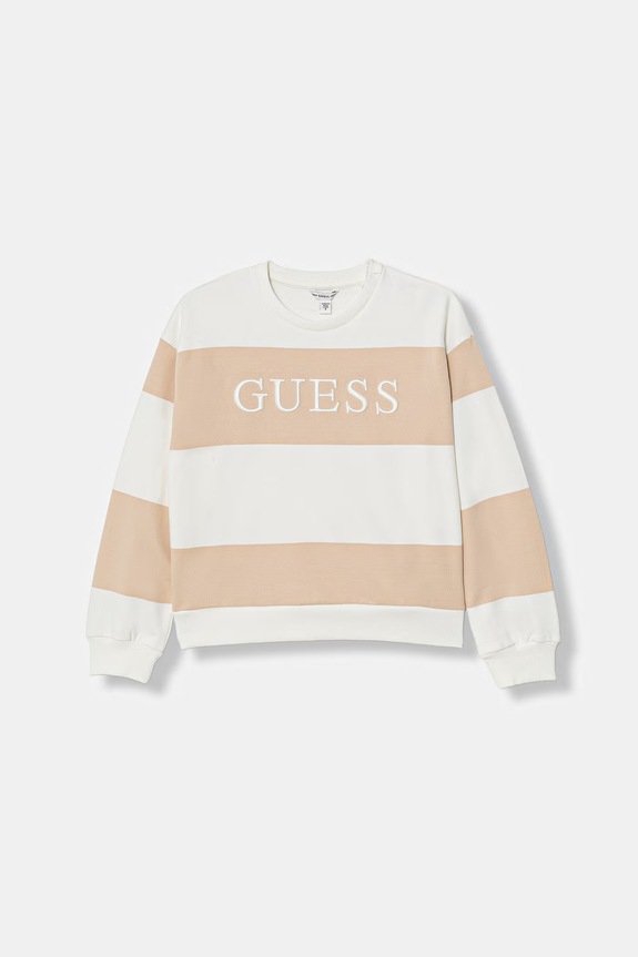 Детски памучен суичър Guess щампа бежов J6RQ07.KD174.PPY2