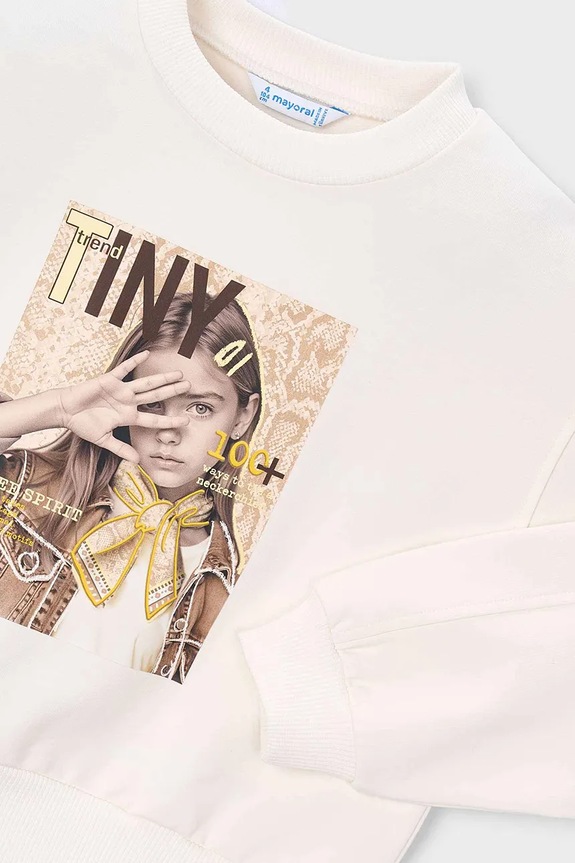 Dziewczynka Mayoral bluza dziecięca 3448.6G.Mini.PPY2 beżowy