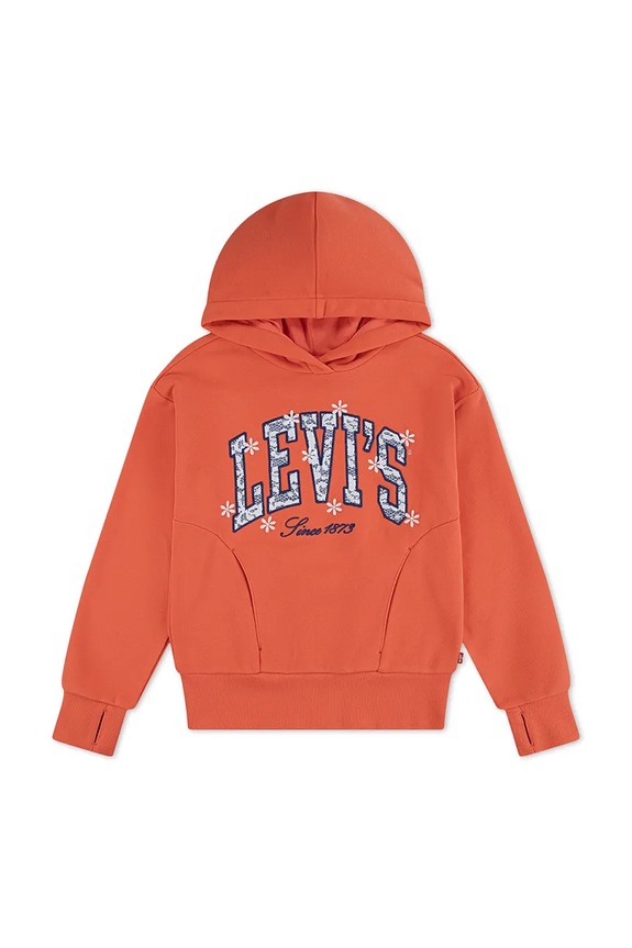 Levi's bluza z kapturem dziecięca bawełniana LOGO HOODIE 4EP543 pomarańczowy SS26
