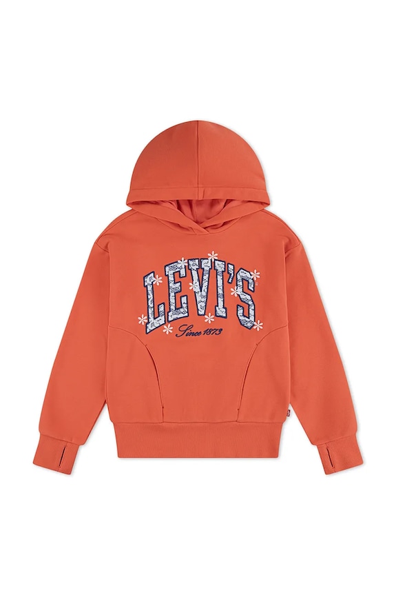 Levi's bluza z kapturem dziecięca bawełniana LOGO HOODIE 4EP543 pomarańczowy SS26