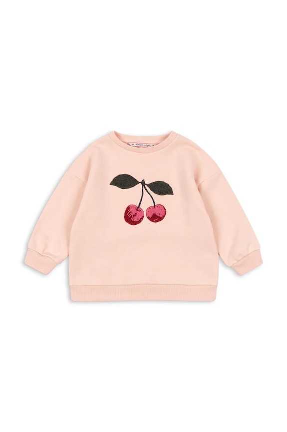 Konges Sløjd hanorac cu două fețe din bumbac LOU TERRY SWEAT SHIRT OCS cu modele roz KS104947.PPY2