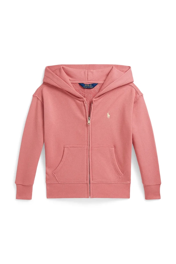 Polo Ralph Lauren rozepínací mikina s kapucí dětská bavlněná 312A11856002 růžová SS26