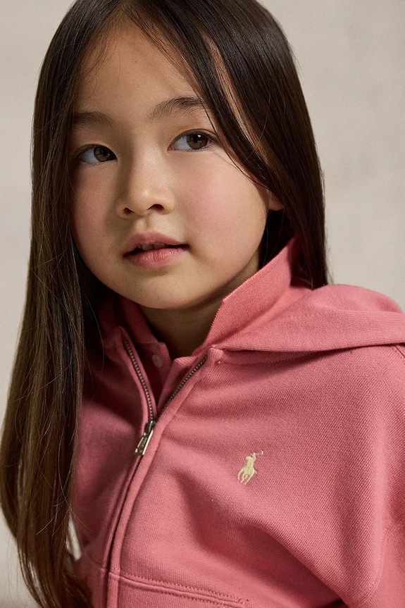 Polo Ralph Lauren rozepínací mikina s kapucí dětská bavlněná 312A11856002 růžová