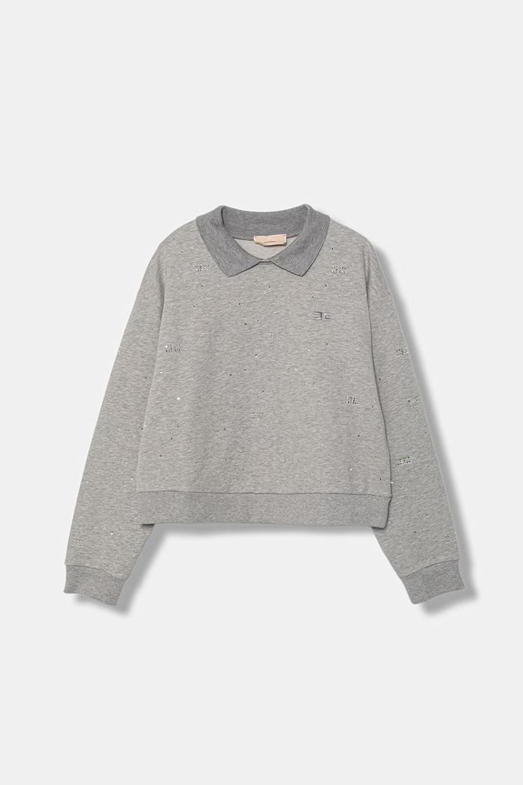 Elisabetta Franchi felpa per bambini in cotone grigio EFFE166.0.FF002