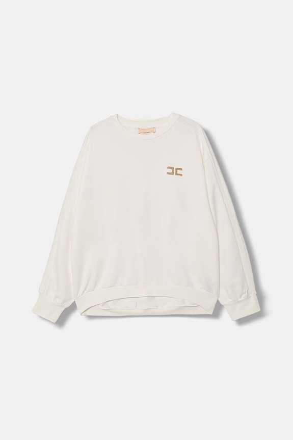 Elisabetta Franchi felpa per bambini in cotone beige EFFE168.0.FF002