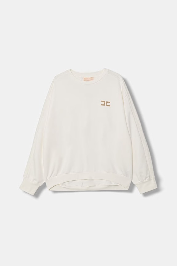 Elisabetta Franchi felpa per bambini in cotone beige EFFE168.0.FF002